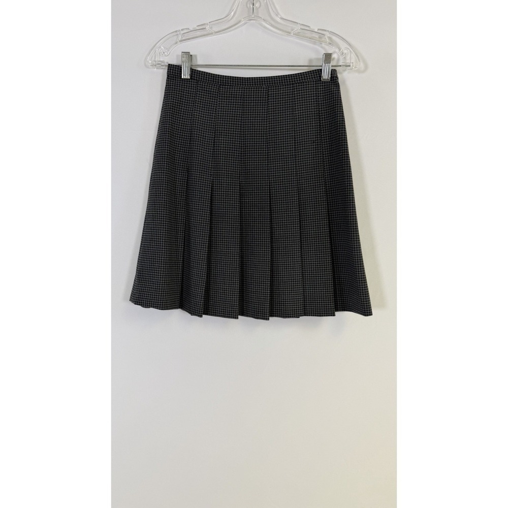VTG 90s Amanda Smith Wool Blend Pleated Mini Skirt Stretch Houndstooth Sz 6